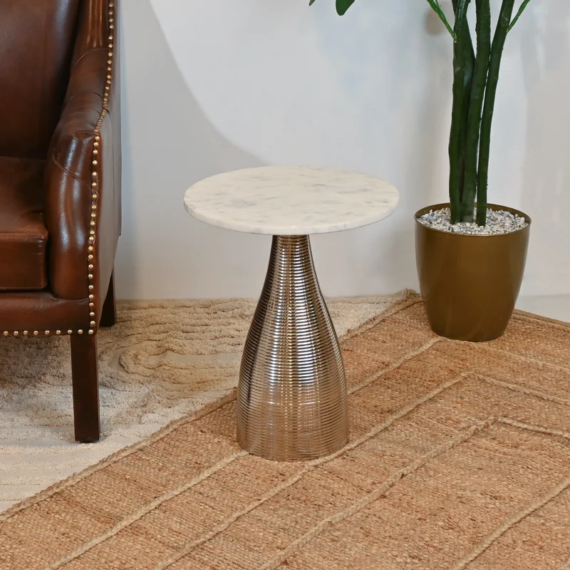 Home Carving Marble Round Side Table for Home